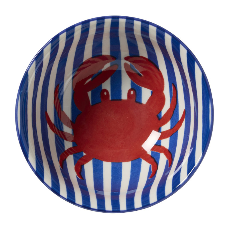 Schaaltje krab - blauw/rood - ø15.5x7.3 cm