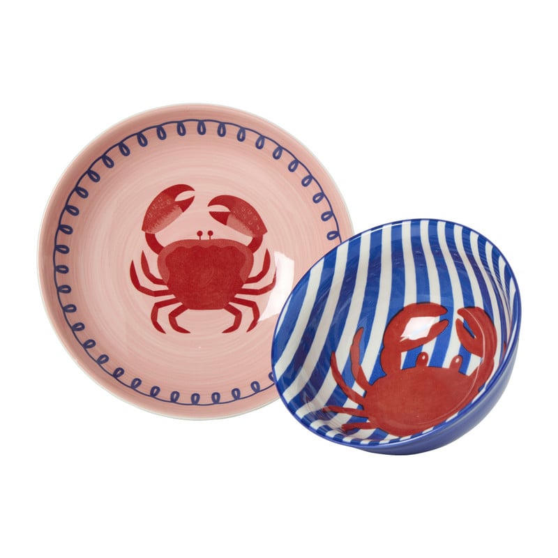 Schaaltje krab - blauw/rood - ø15.5x7.3 cm