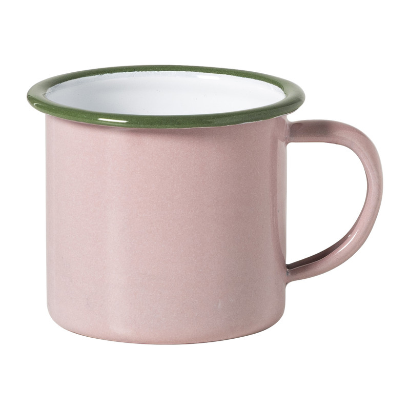 Mok emaille mini - roze/groen - 150 ml