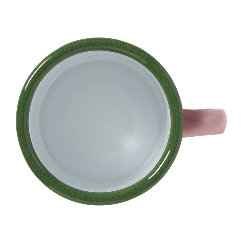 Mok emaille mini - roze/groen - 150 ml