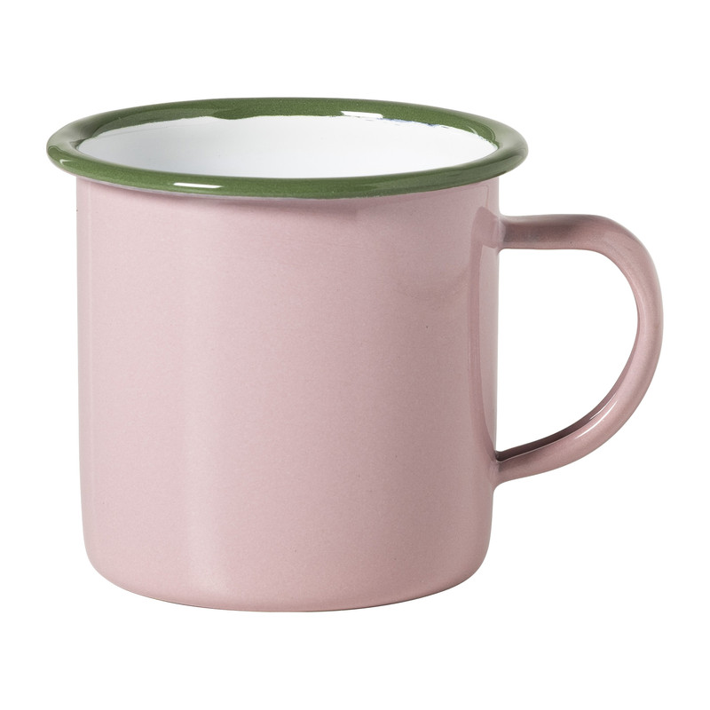 Mok emaille - roze/groen - 350 ml
