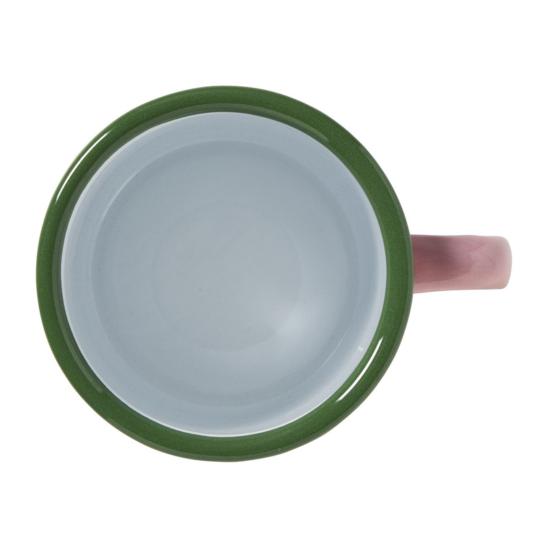 Mok emaille - roze/groen - 350 ml