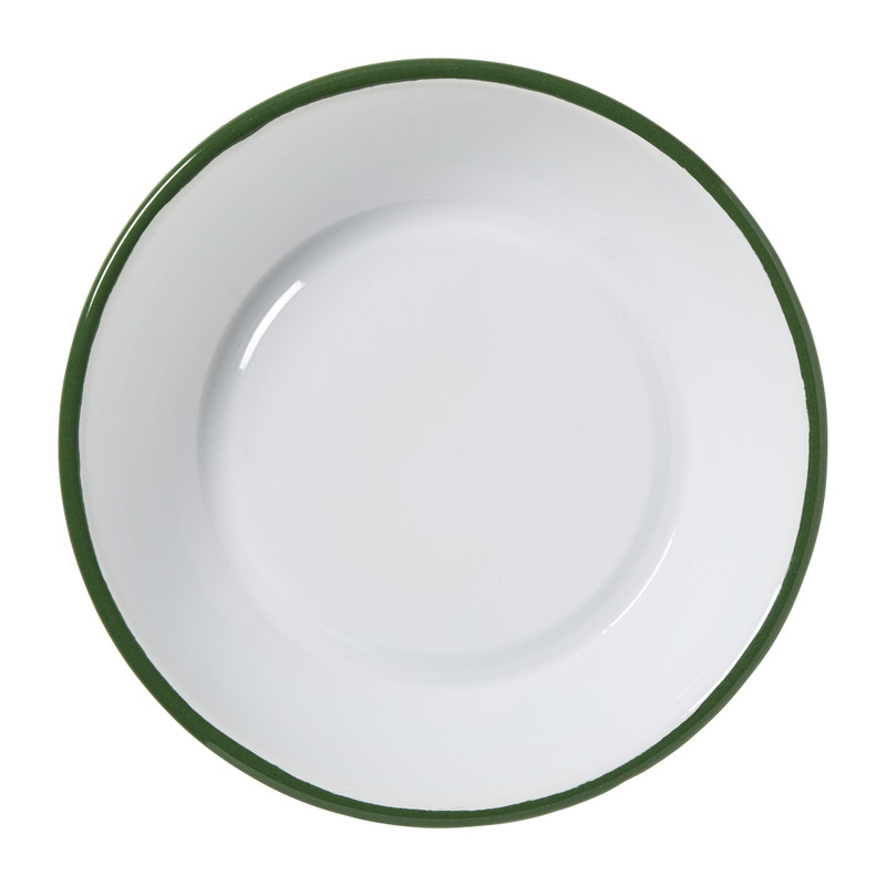 Diep bord emaille - roze/groen - ø21.5x4 cm