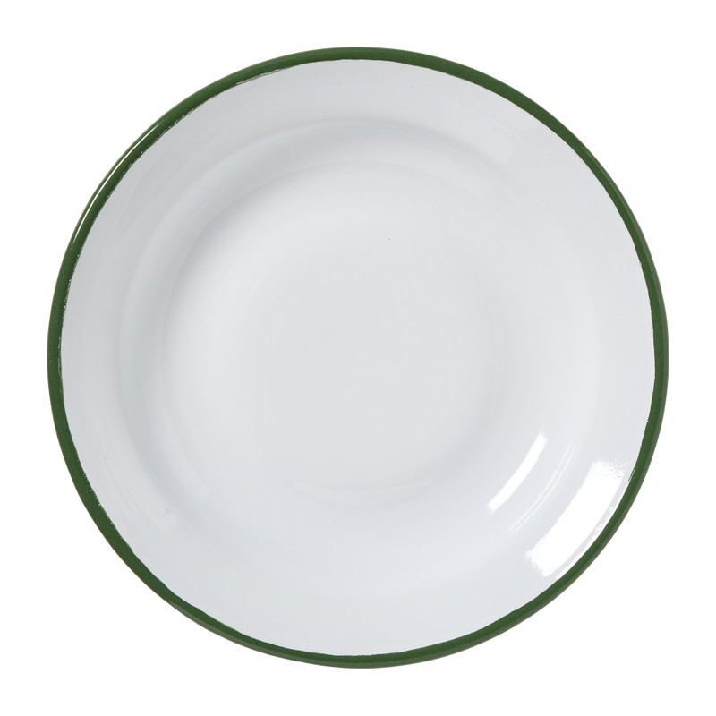 Dinerbord emaille - roze/groen - ø24x3 cm