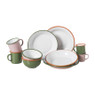 Dinerbord emaille - roze/groen - ø24x3 cm