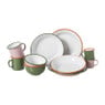 Dinerbord emaille - roze/groen - ø24x3 cm