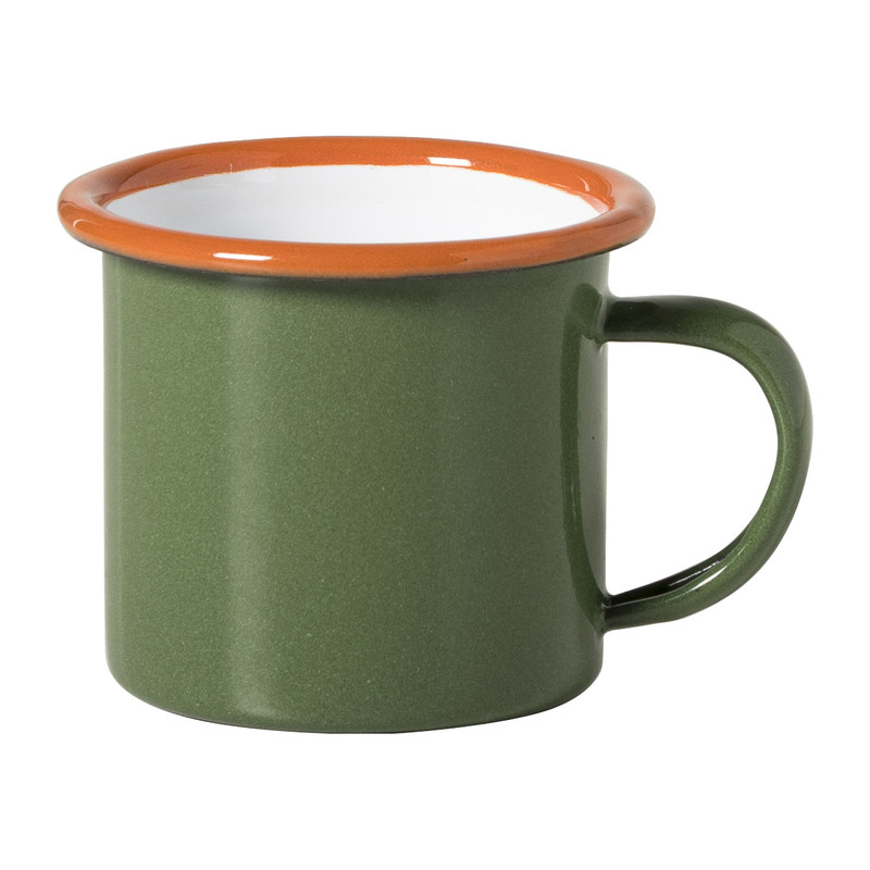 Mok emaille mini - groen/oranje - 150 ml