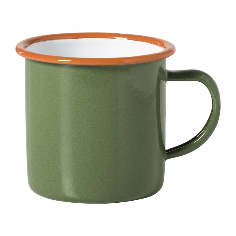 Mok emaille - groen/oranje - 350 ml