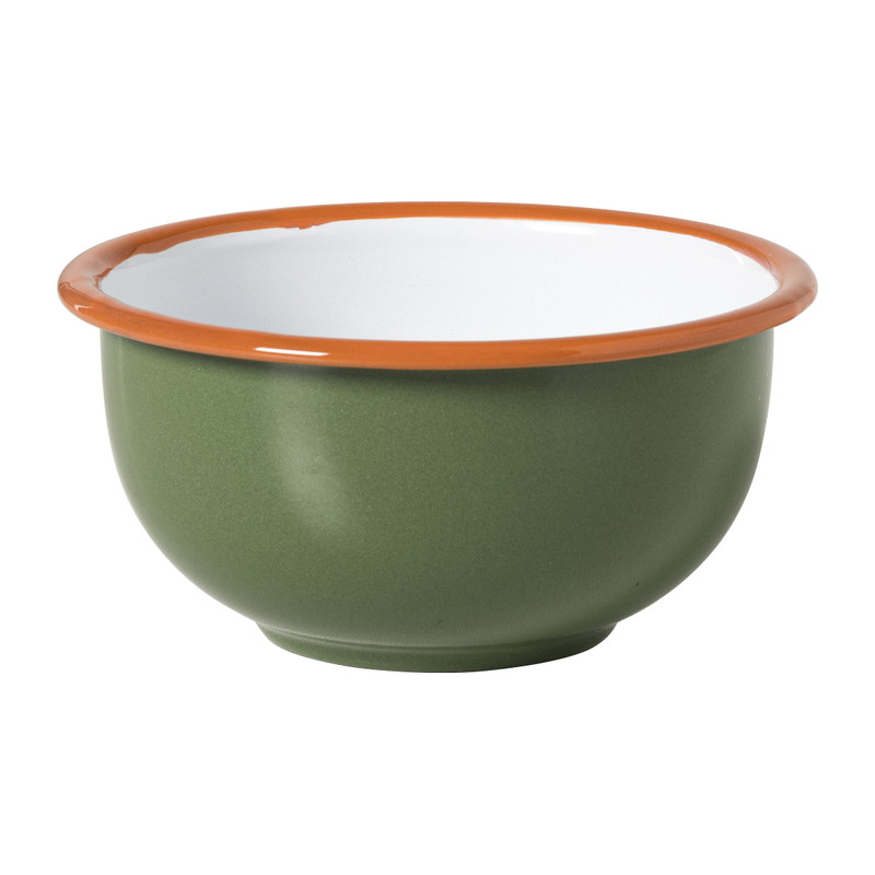 Schaaltje emaille - groen/oranje - ø12x4 cm