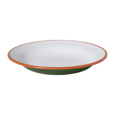 Dinerbord emaille - groen/oranje - ø24x3 cm