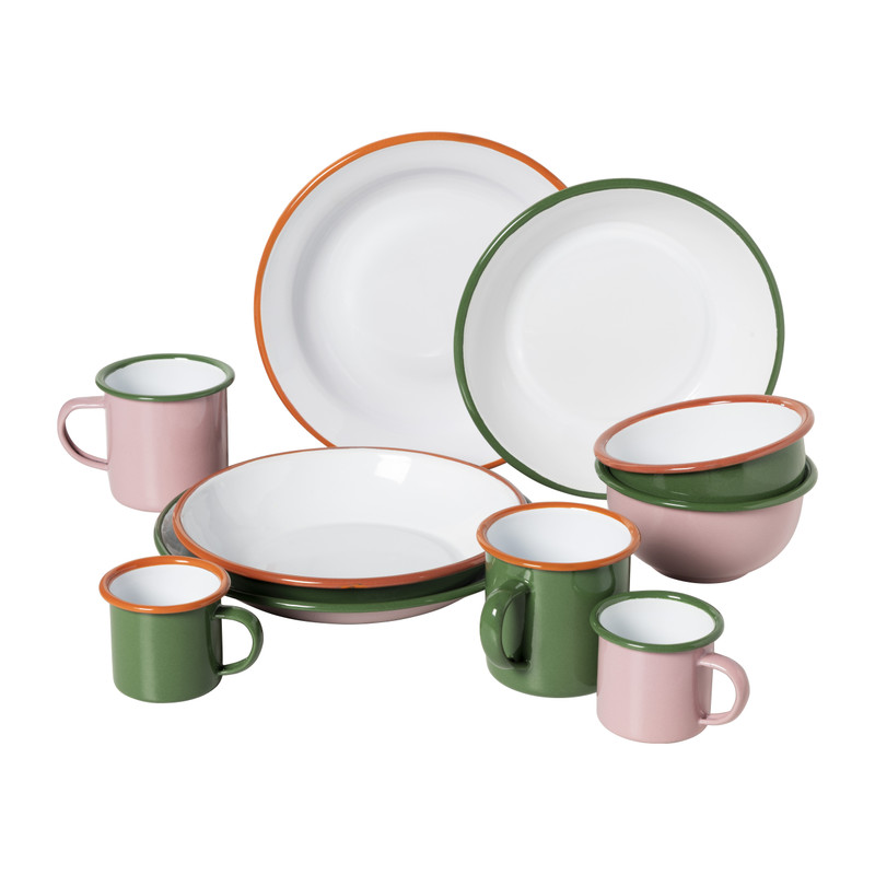 Dinerbord - groen/oranje - ø24x3 cm