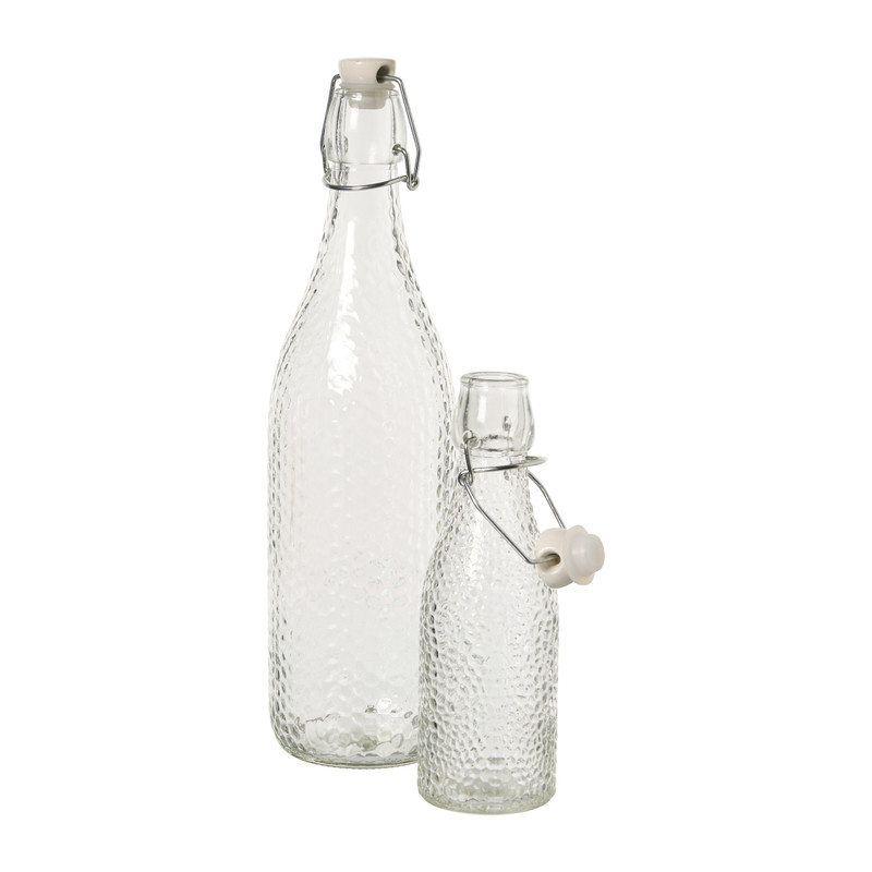 Waterfles met relief groot - transparant - 1 liter