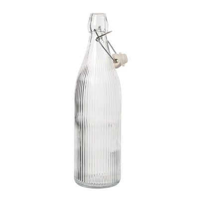 Waterfles met strepen groot - transparant - 1 liter