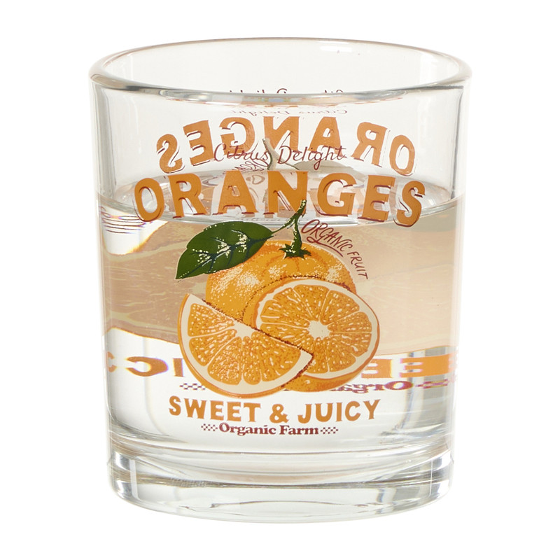 Glas met sinaasappels - transparant/oranje - 460 ml