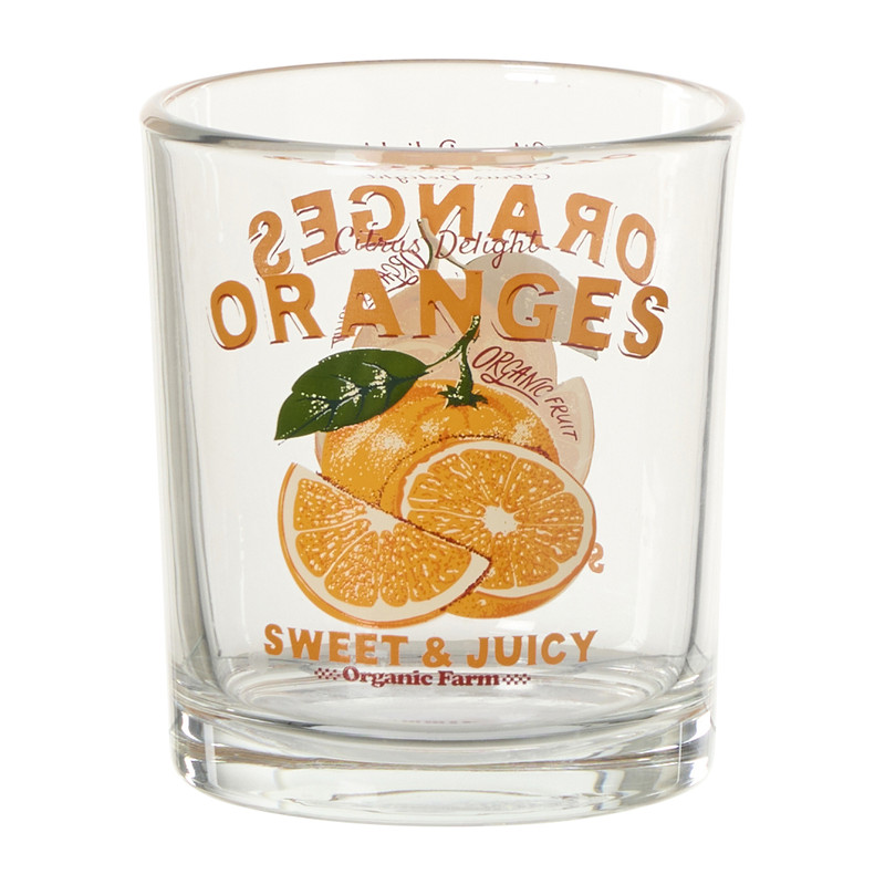 Glas met sinaasappels - transparant/oranje - 460 ml