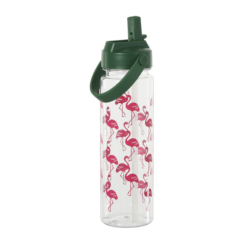 Waterfles flamingo - roze/groen - ml