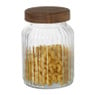 Voorraadpot ribbel met acacia deksel - ø11x16 cm