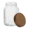 Voorraadpot ribbel met acacia deksel - ø11x16 cm