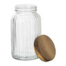 Voorraadpot ribbel met acacia deksel - ø11x20 cm