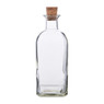 Fles vierkant met kurk - glas - 1 liter