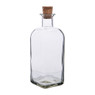 Fles vierkant met kurk - glas - 1 liter