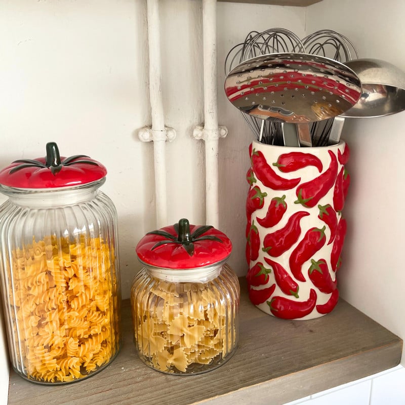 Voorraadpot tomaat - transparant/rood - 1.2 liter