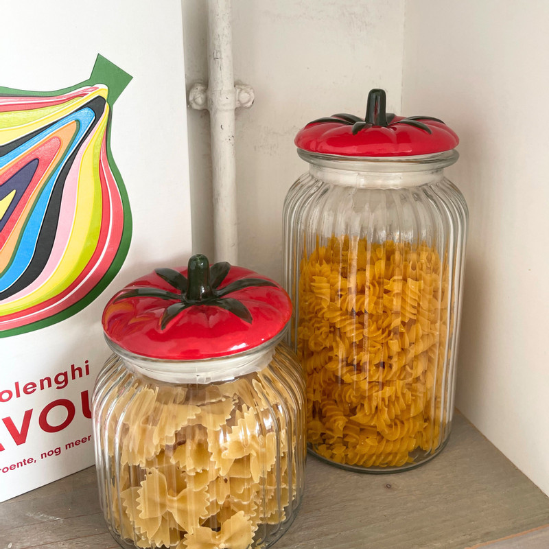 Voorraadpot tomaat - transparant/rood - 900 ml