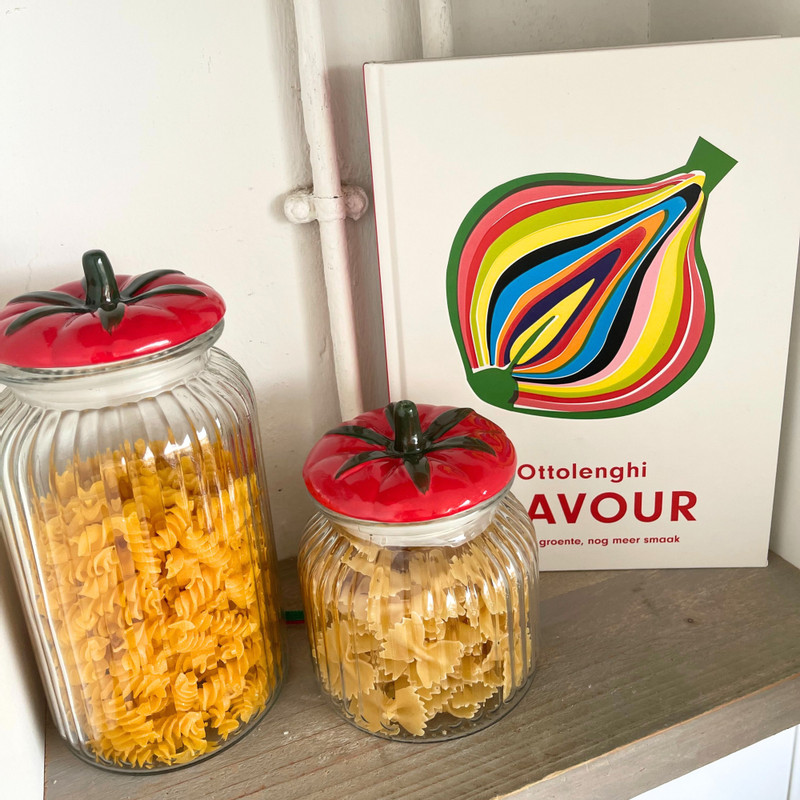 Voorraadpot tomaat - transparant/rood - 900 ml