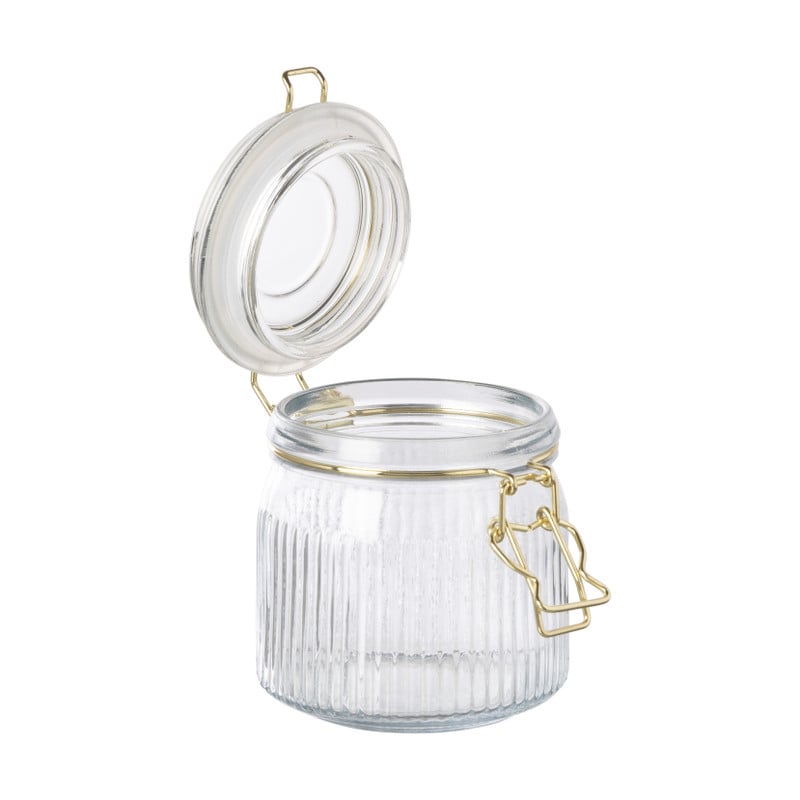 Weckpot ribbel met gouden deksel - 500 ml