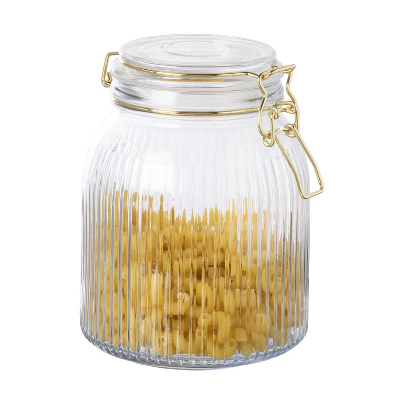 Weckpot ribbel met gouden deksel - 1.2 liter