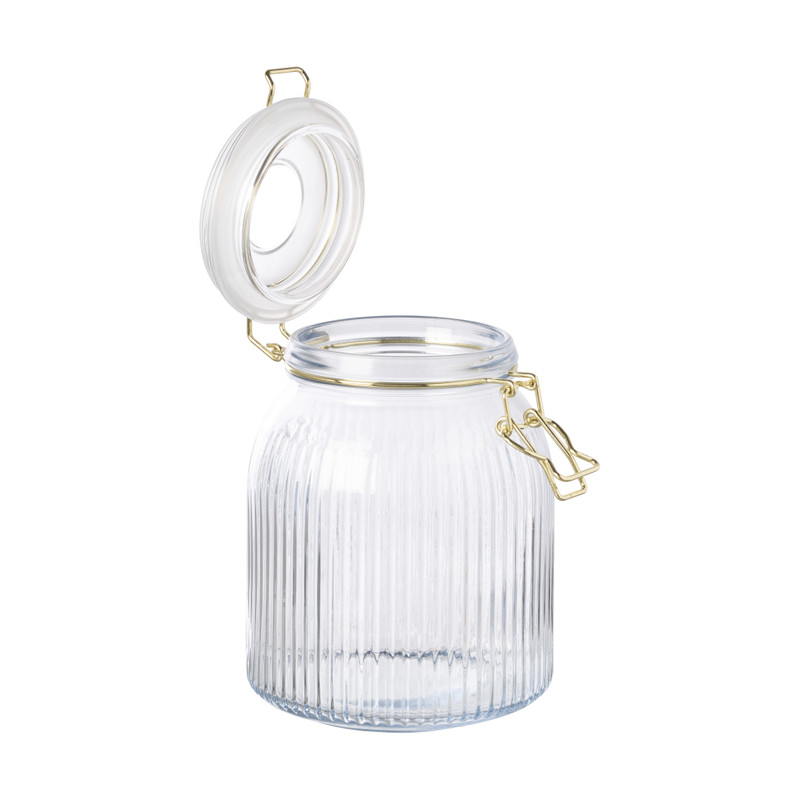 Weckpot ribbel met gouden deksel - 1.2 liter