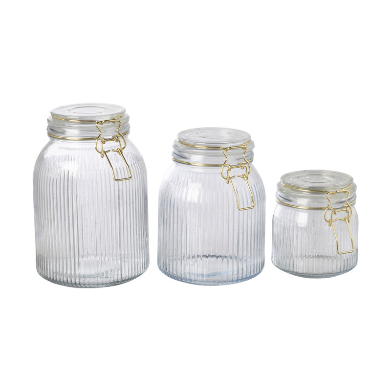 Weckpot ribbel met gouden deksel - 1.7 liter