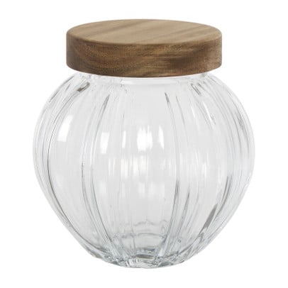 Pot geschulpt acaciahout klein - bruin - 1000 ml