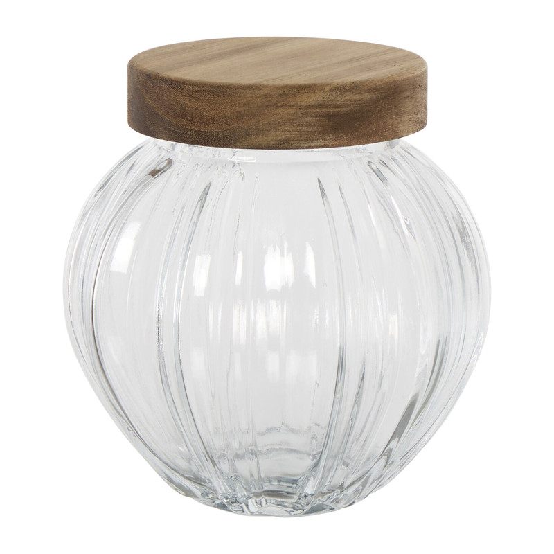 Pot geschulpt acaciahout klein - bruin - 1000 ml