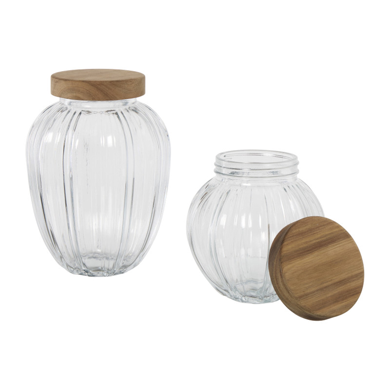 Pot geschulpt acaciahout klein - bruin - 1000 ml