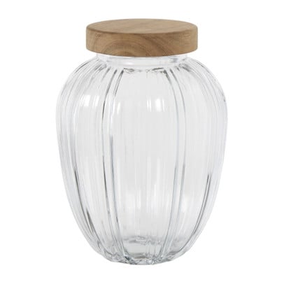 Pot geschulpt acaciahout groot - bruin - 1800 ml