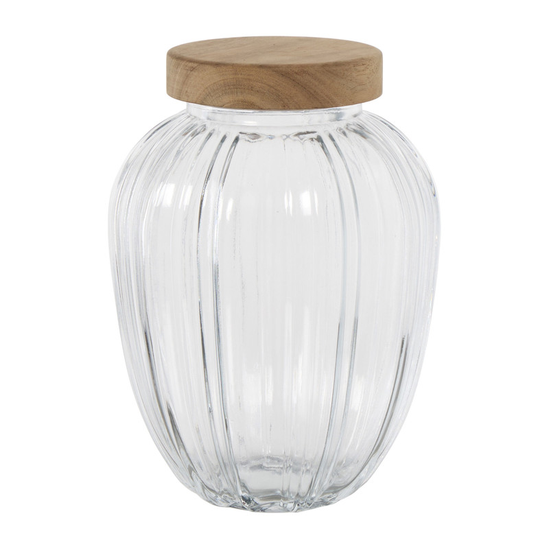 Pot geschulpt acaciahout groot - bruin - 1800 ml