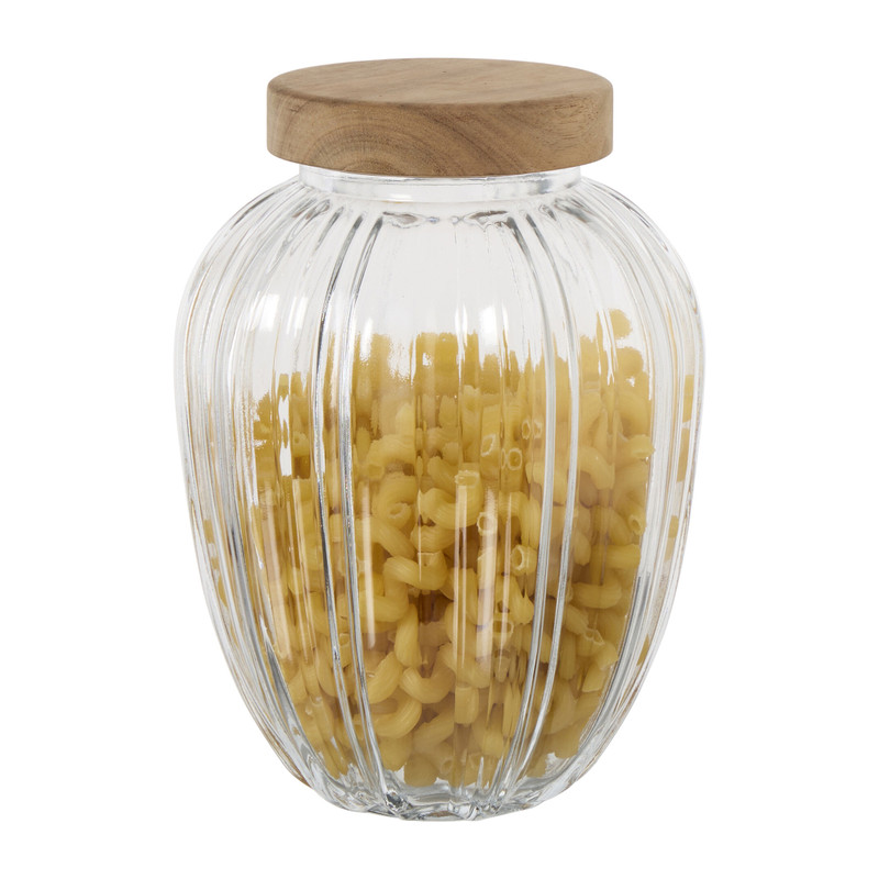 Pot geschulpt acaciahout groot - bruin - 1800 ml