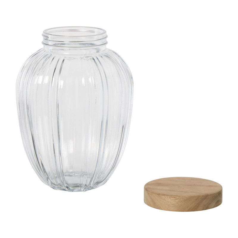 Pot geschulpt acaciahout groot - bruin - 1800 ml
