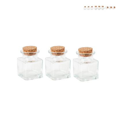 Mini voorraadpotje met kurk - set van 3 - 5 ml