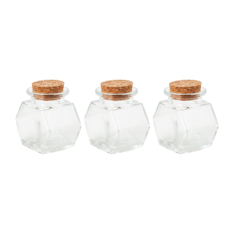 Mini voorraadpotje met kurk - set van 3 - 5 ml