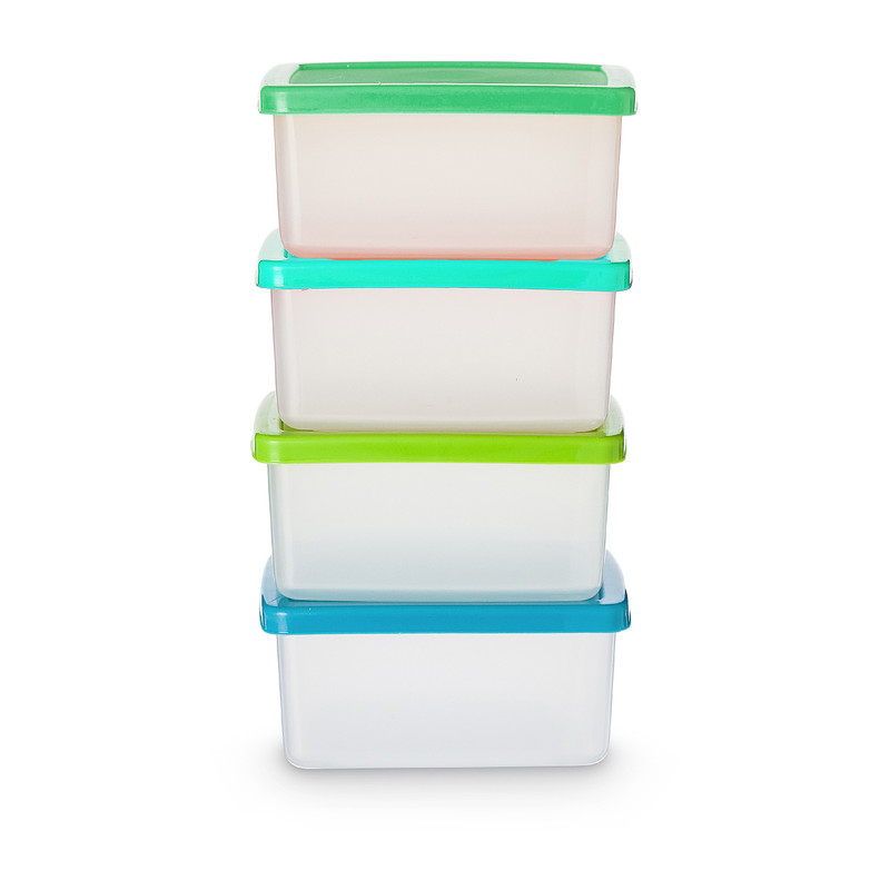 Voorraadoos van plastic - 1 L - 4 stuks