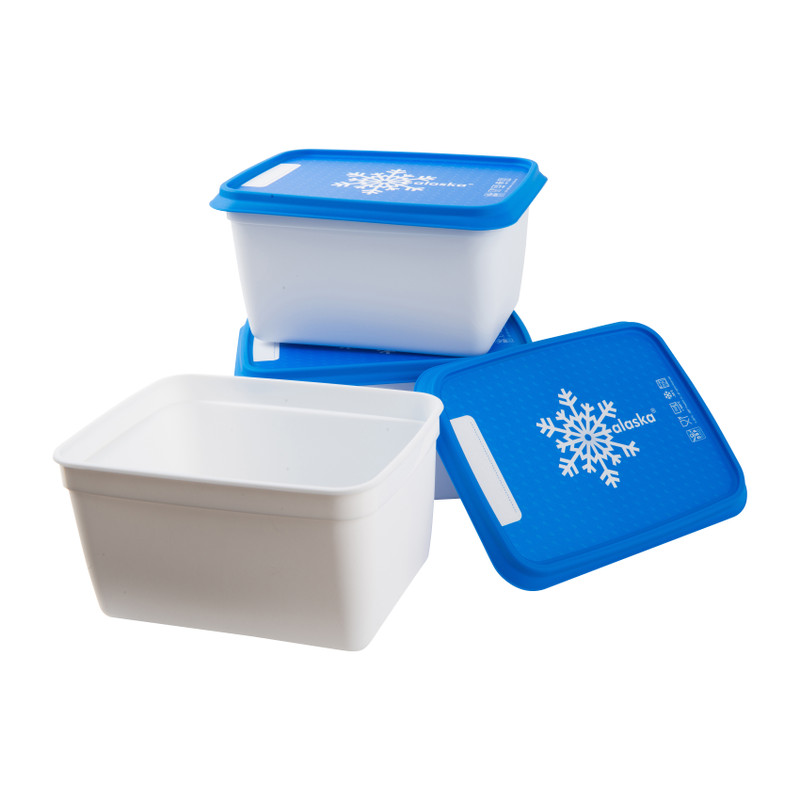 Diepvriesdoosjes XL - wit/blauw - set van 3