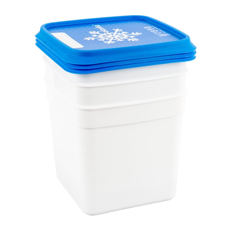 Diepvriesdoosjes XXL - wit/blauw - set van 3