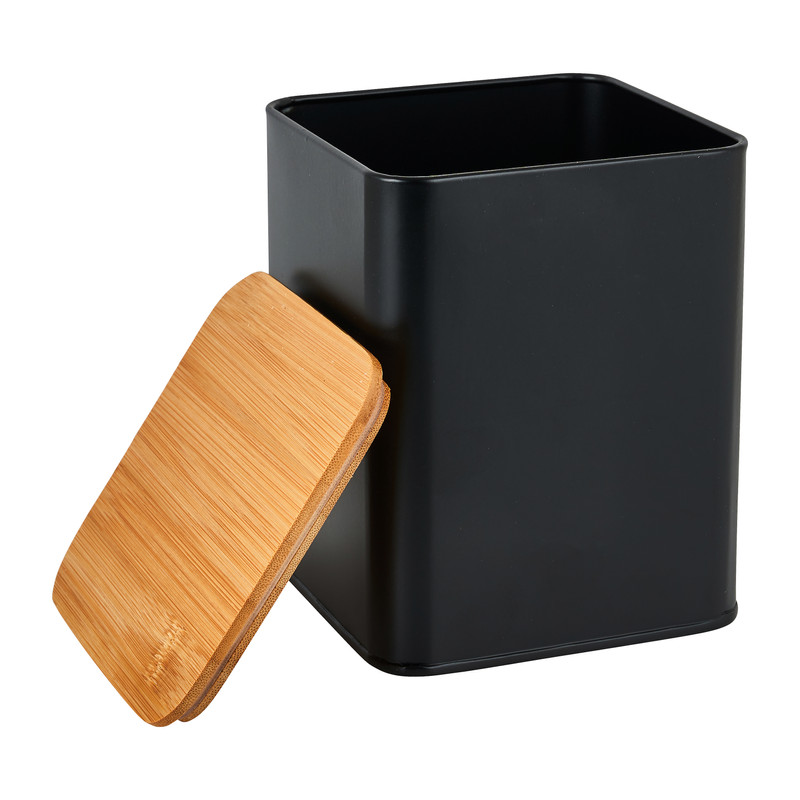 Voorraadblik met bamboe deksel - 11x11x14 cm