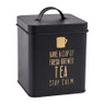 Voorraadblik tea - zwart/goud - 11x11x14 cm 