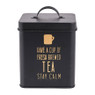 Voorraadblik tea - zwart/goud - 11x11x14 cm 