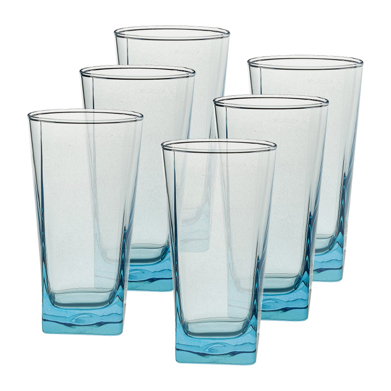 Longdrinkglas blauw - 29 cl - set van 6