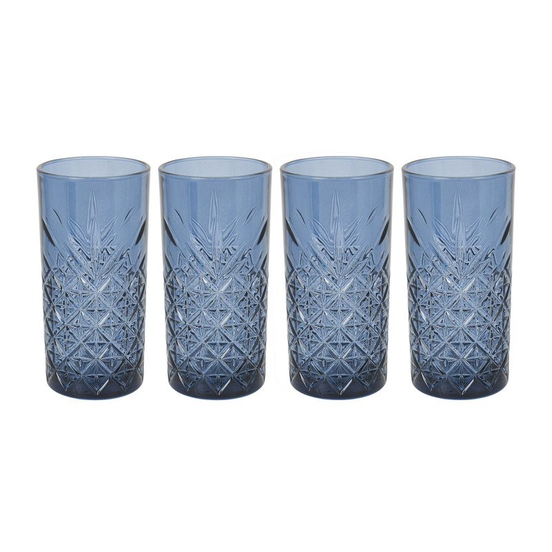 Longdrinkglas timeless - blauw - 4x450 ml