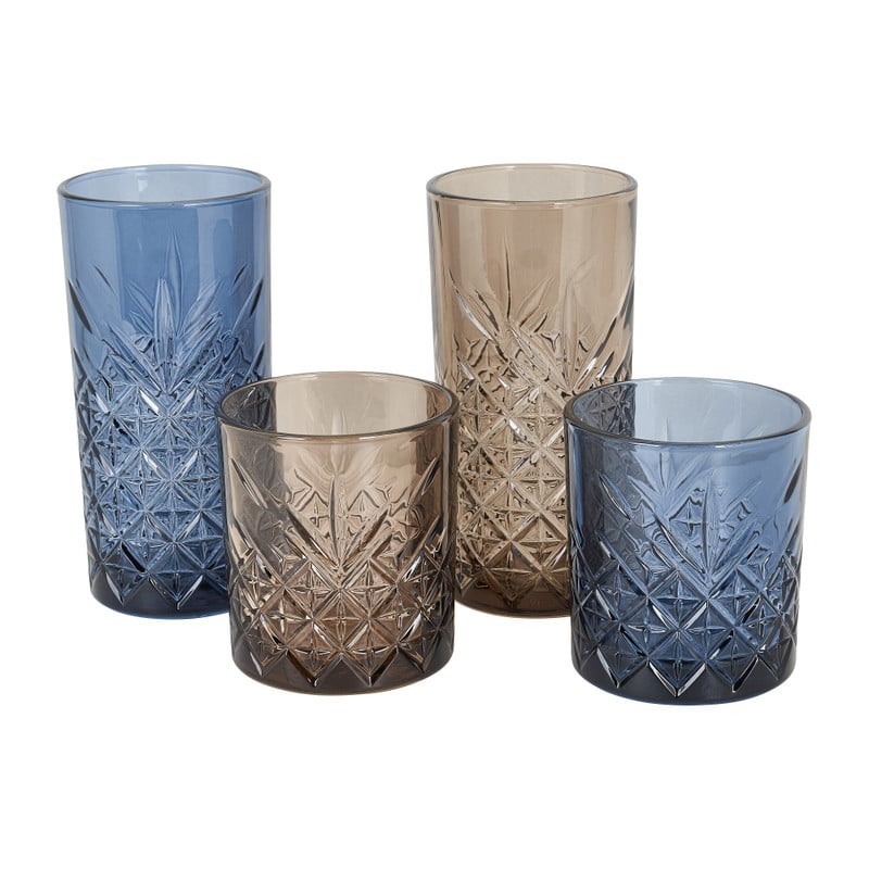 Longdrinkglas timeless - blauw - 4x450 ml